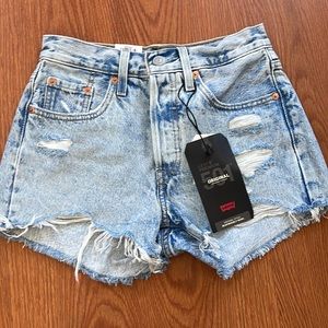 Levi’s original 501 high rise denim shorts size 24. NWT